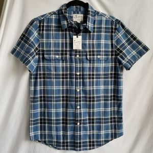 NWT LUCKY BRAND Short sleeve button up blue plaid